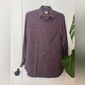 Vintage Banana Republic Travel & Safari Shirt Purple Plaid Cotton Thailand S